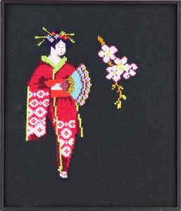 Borduurpakket Geisha met amandelbloesem