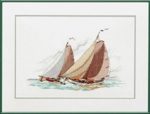 Borduurpakket zeilschip Skutsje, een Friese tjalk boot.
