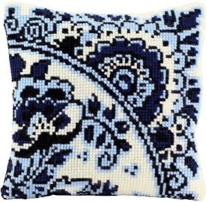 Cross stitch cushion Delft blue, printed