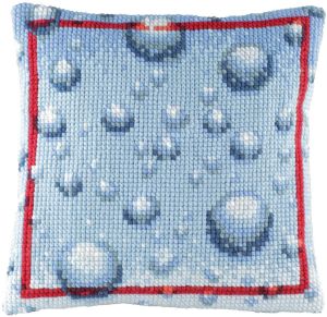 Cross stitch cushion waterdrops, printed