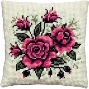 Cross stitch cushionred roses, printed