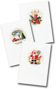Embroidery kit 3 Christmas cards with cards & envelopes