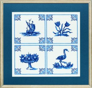 Embroidery kit Delft blue classic tiles