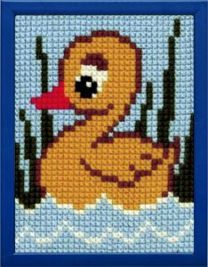 Embroidery kit duckling for children, printed