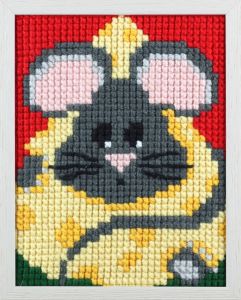 Embroidery kit mouse for children, printed.