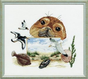 Embroidery kit seal with beautiful nature