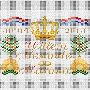 Embroidery kit tile of the coronation of king Willem-Alexander