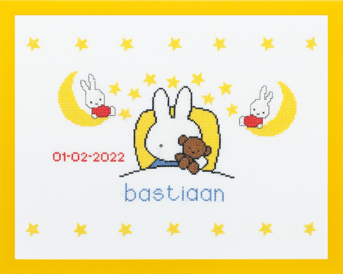 Borduurpakket geboortetegel Nijntje gaat slapen, Dick Bruna.