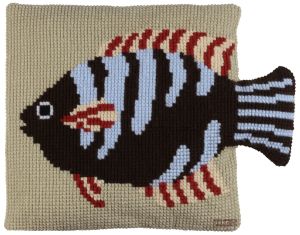Cross-stitch cushion fish, printed Cross-stitch cushion fish, printed
