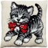 cross stitch cushion little kitten printed