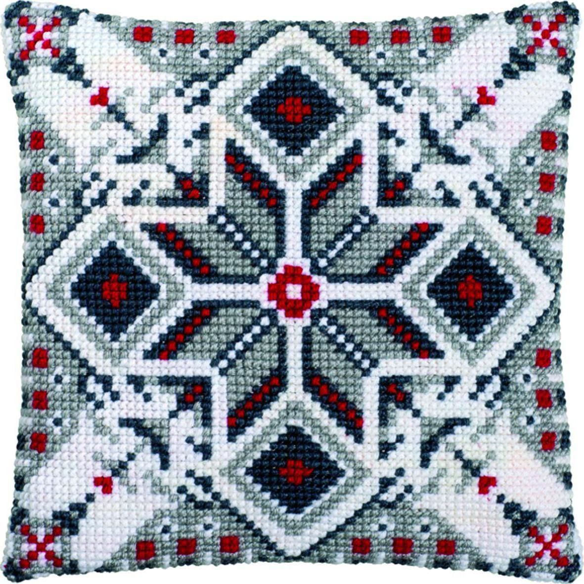cross stitch cushion norwegain motive printed
