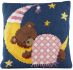cross stitch cushion sleeping bear pink printed