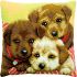 cross stitch cushion three puppies printed