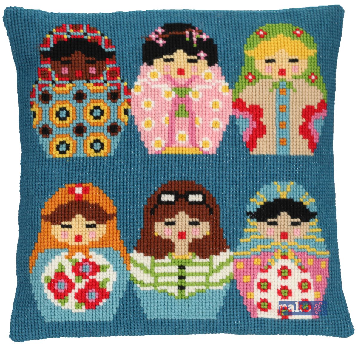 diy embroidery kit cross stitch wool cushion lucky dolls printed