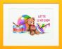 embroidery kit birthday sampler teddy playing with toys