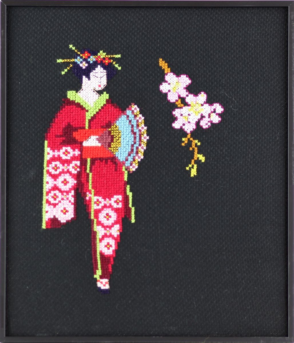 embroidery kit geisha on almond blossom
