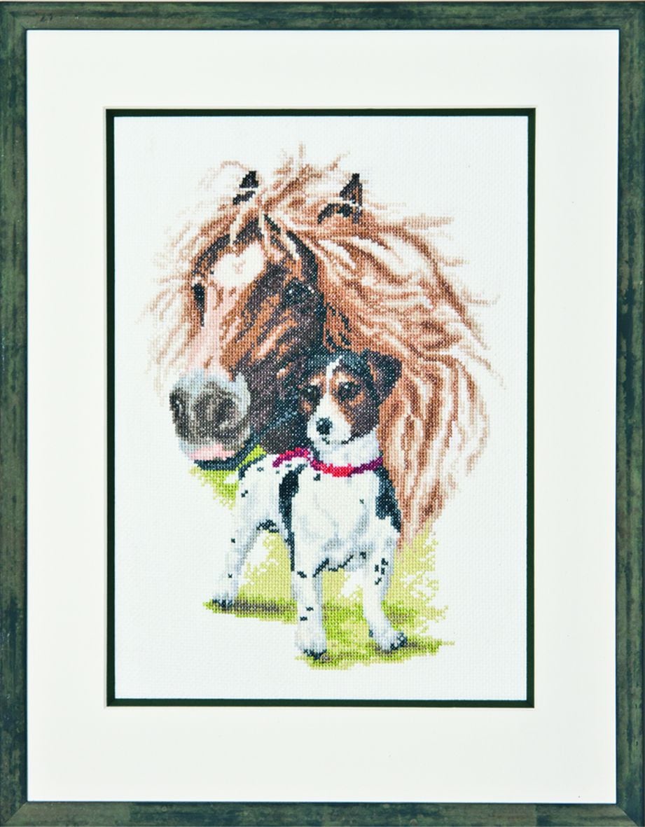 embroidery kit horse with jack russell
