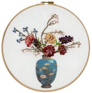 Embroidery kit old japanese vase with flowers