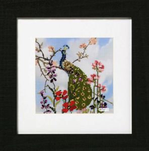 Embroidery kit peacock on part printed fabric Embroidery kit peacock on part printed fabric