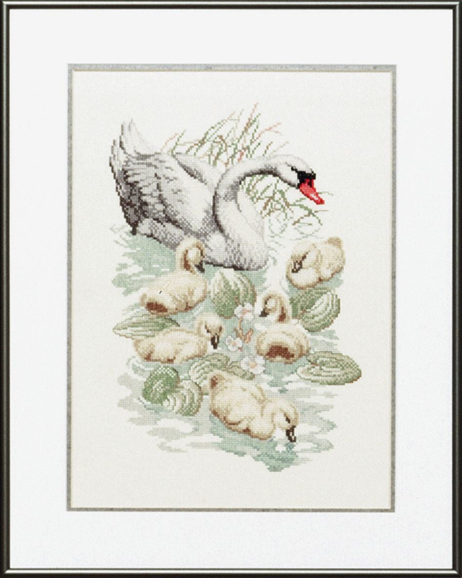 embroidery kit swan family
