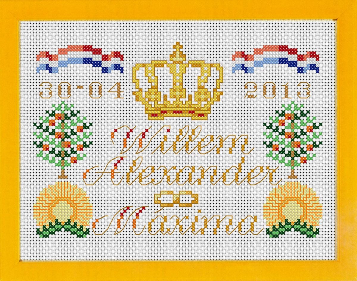 embroidery kit tile of the coronation of king willemalexander