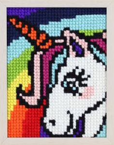 Embroidery kit unicorn for children, painted